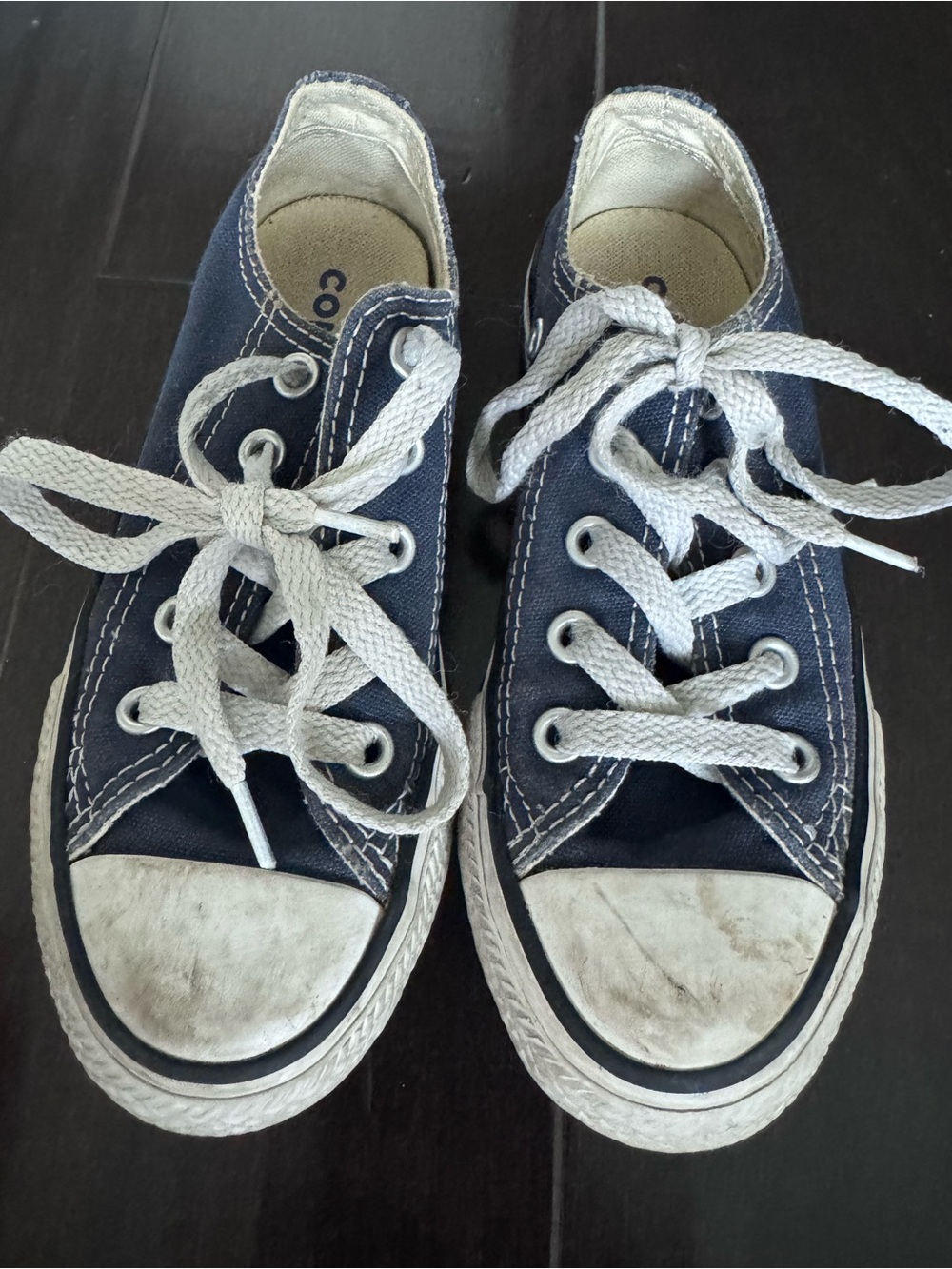 Converse Kids Navy Canvas Low-Top Sneakers with White Laces